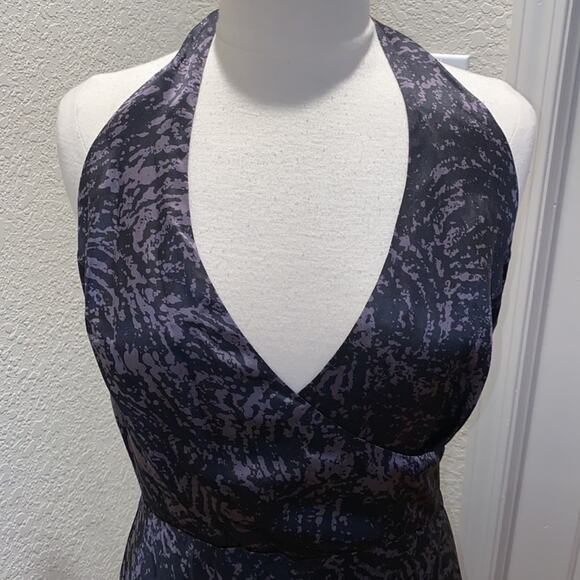 Jonathan Martin Studio Silk Halter Surplice V-neck Backless Maxi Dress EUC Sz 10 - Picture 2 of 12